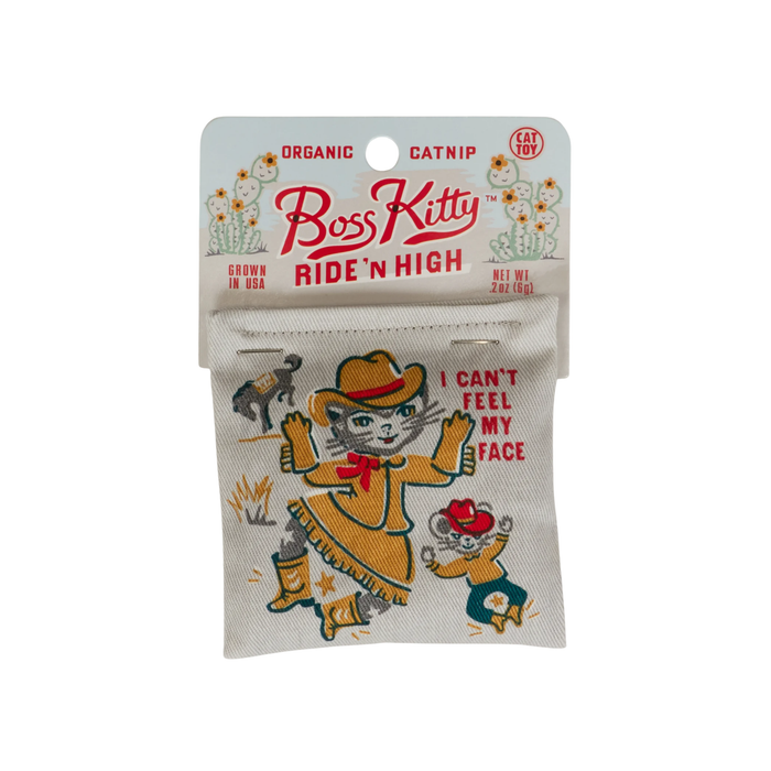 Boss Kitty cat toy packaging with cartoon cat design on a white background