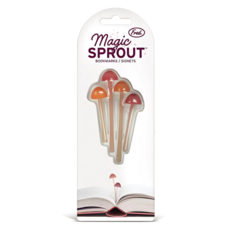 Packaging of Magic Sprout bookmarks with a white background