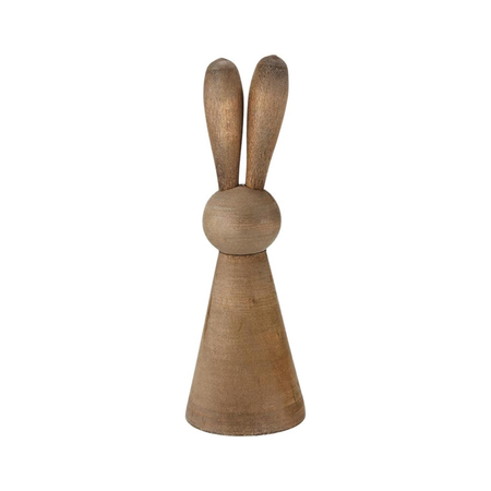 Wooden rabbit figurine on a white background