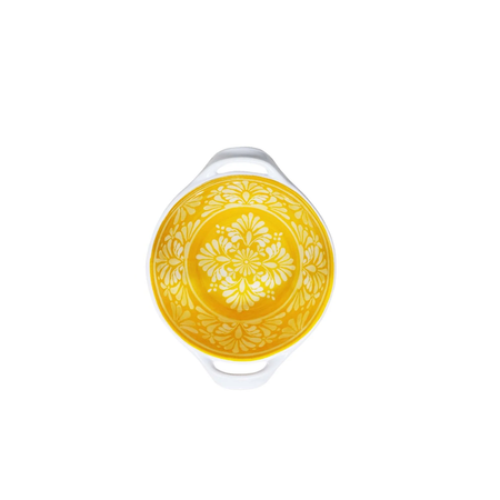 bowl with yellow floral design on a white background