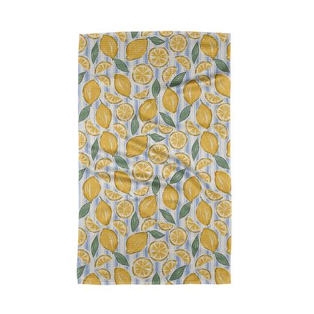Towel with lemon pattern on a white background
