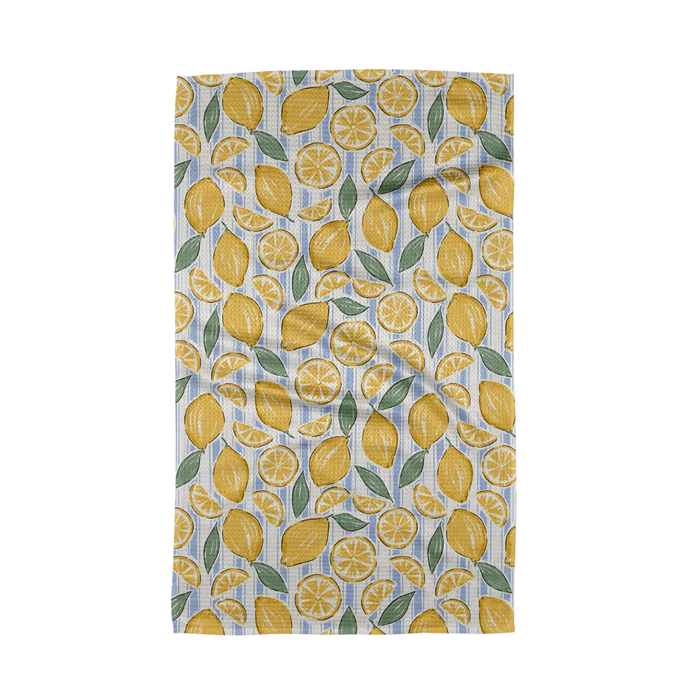 Towel with lemon pattern on a white background