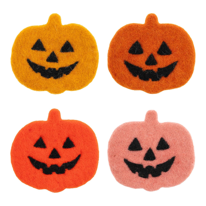 Jack-O'-Lantern Felt Coasters - 4pc