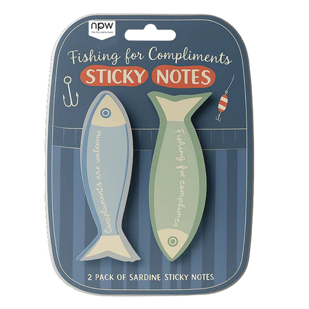 Fish sticky notes on white background