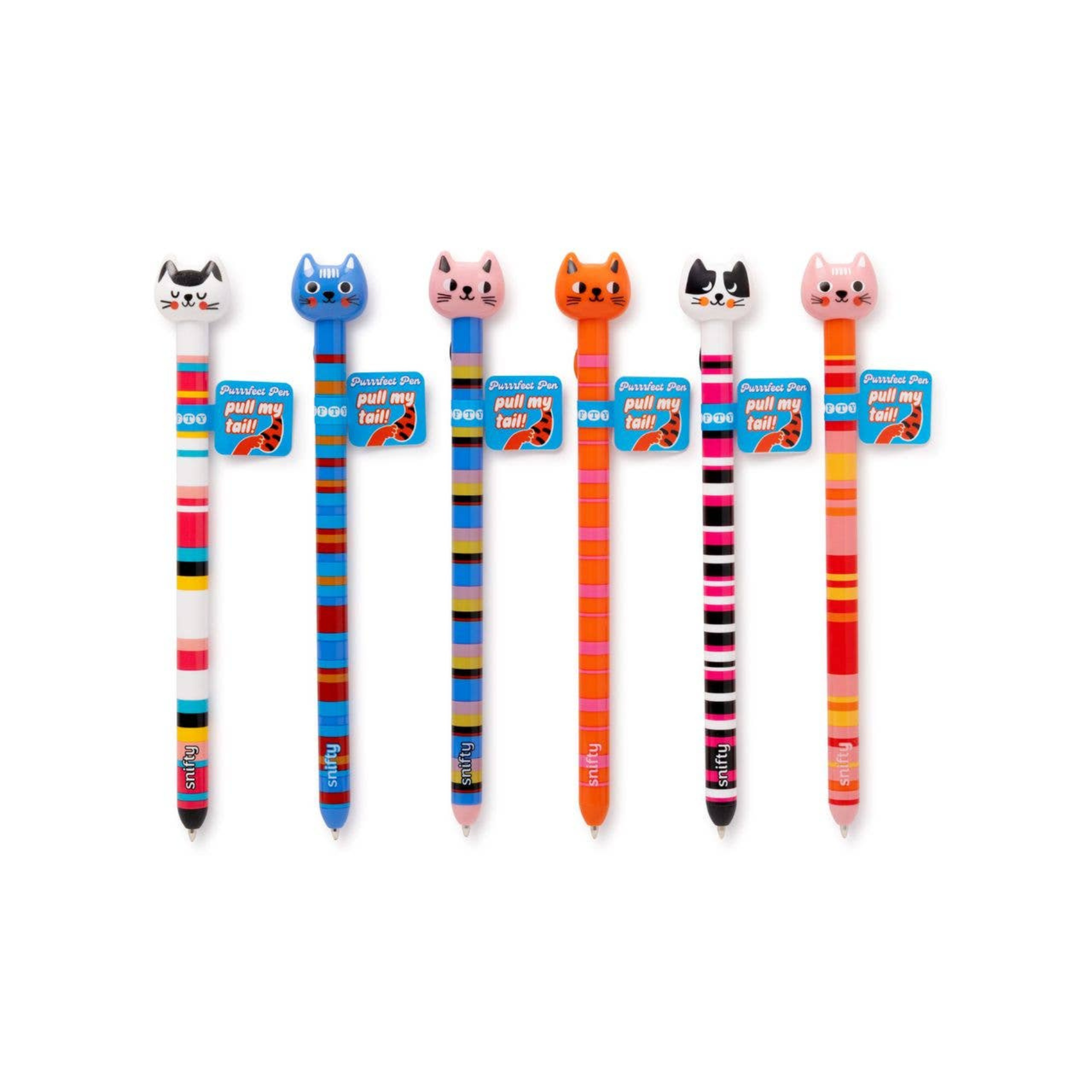 striped pens with cat faces