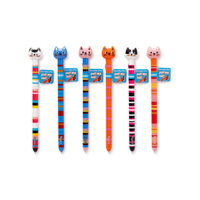striped pens with cat faces