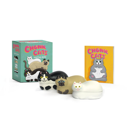 Chonk Cats nesting dolls product with packaging on a white background