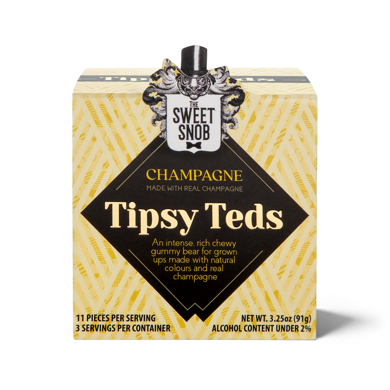 Box of Tipsy Teds gummy bears with a Sweet Snob label on a white background