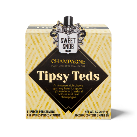 Box of Tipsy Teds gummy bears with a Sweet Snob label on a white background