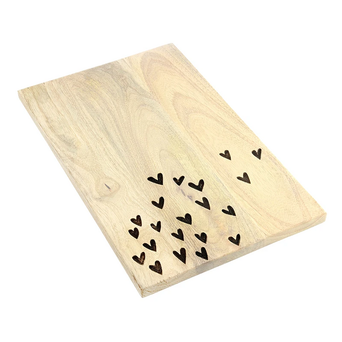 Engraved Heart Mango Wood Board