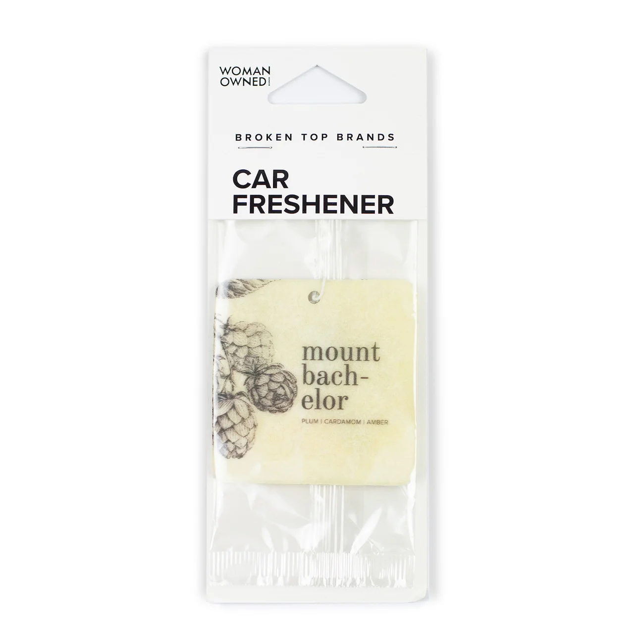 Car freshener packaging with 'Broken Top Brands' on a white background