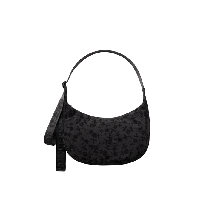 Medium Nylon Crescent Bag - Charcoal Ditsy Floral