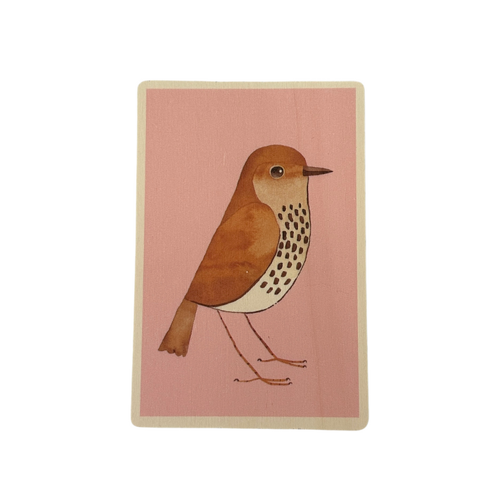 Song Thrush Sustainable Wooden Postcard