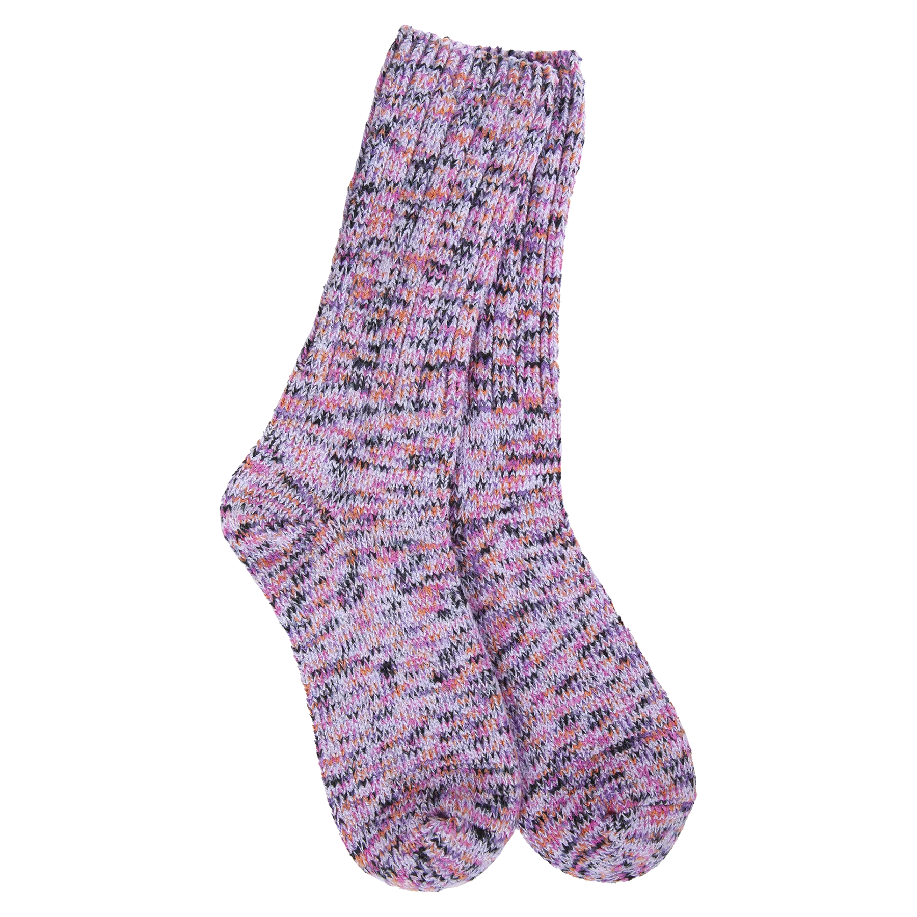 Multicolored sock on a white background