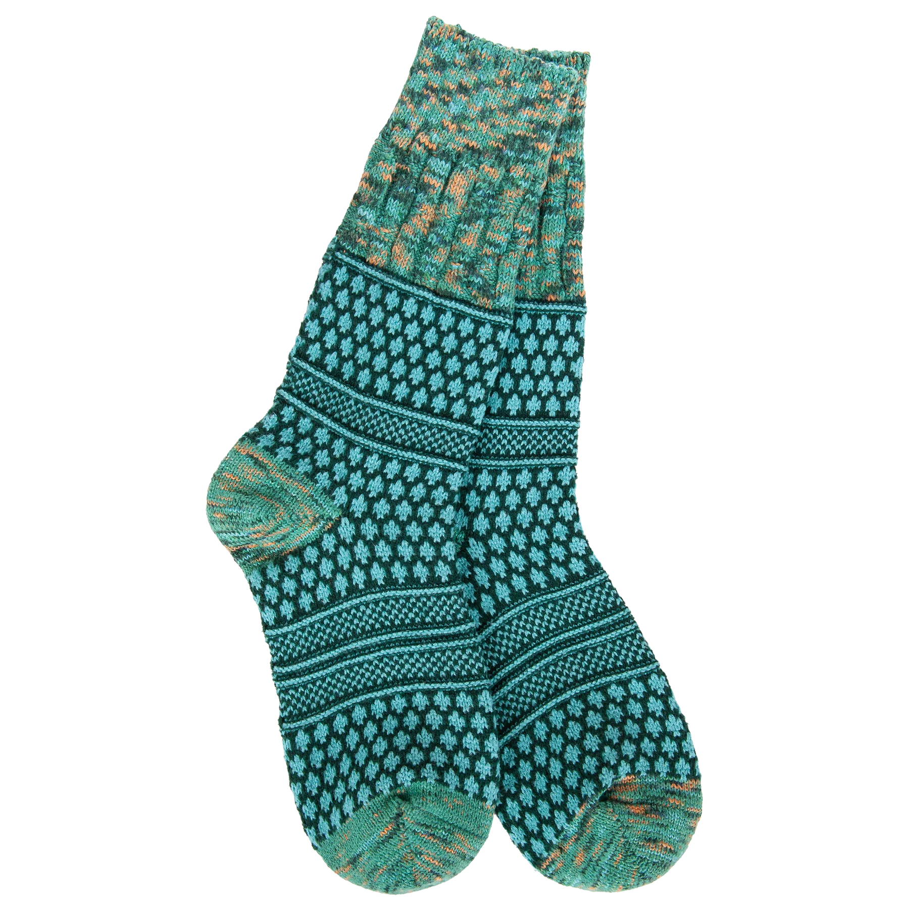 blue and green knit socks