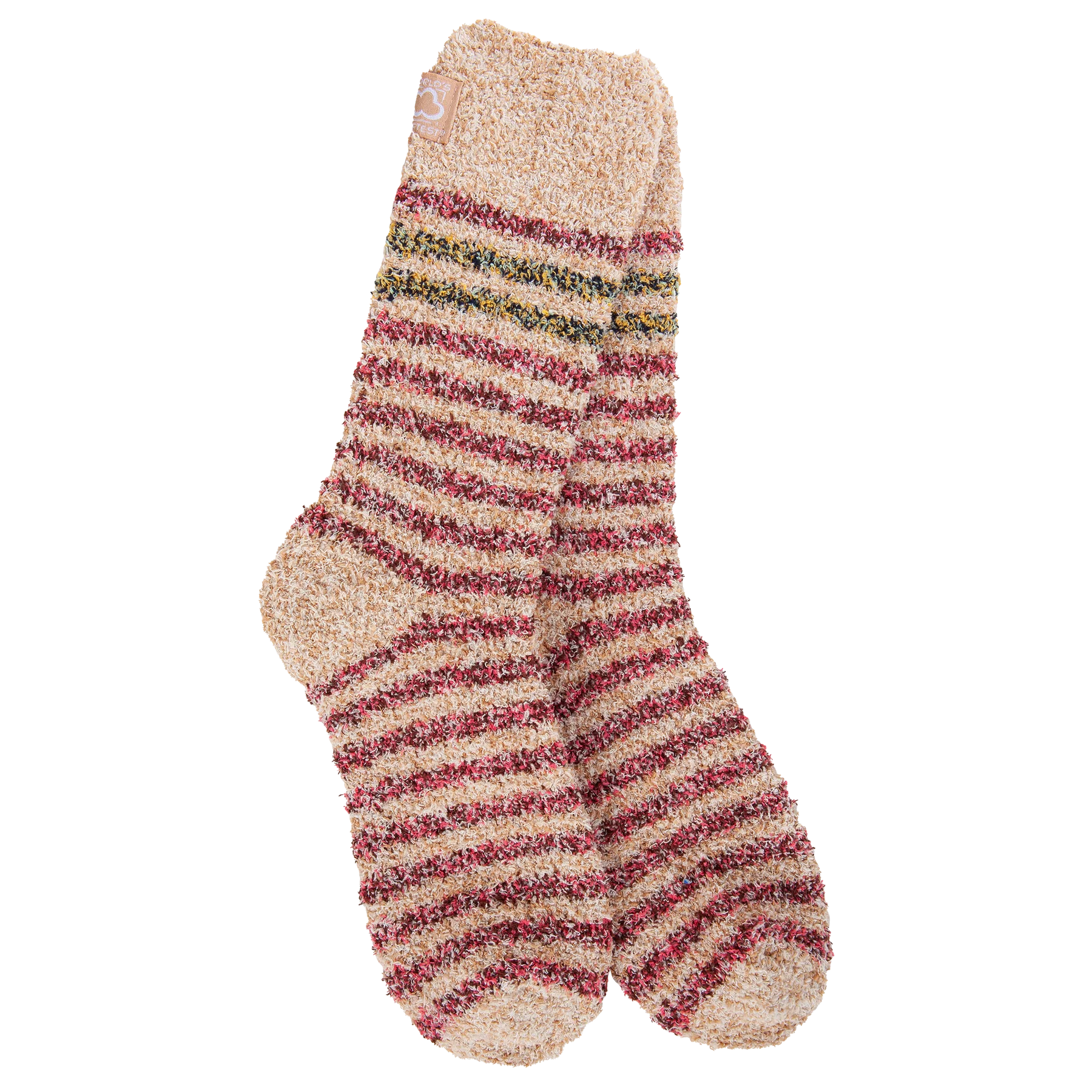 Striped socks with a textured pattern on a white background