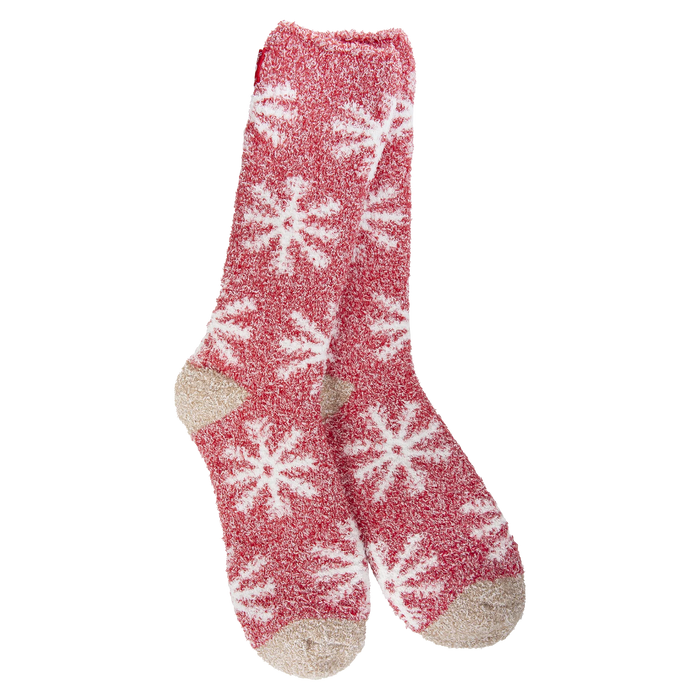 Red Snowflake Cozy Socks
