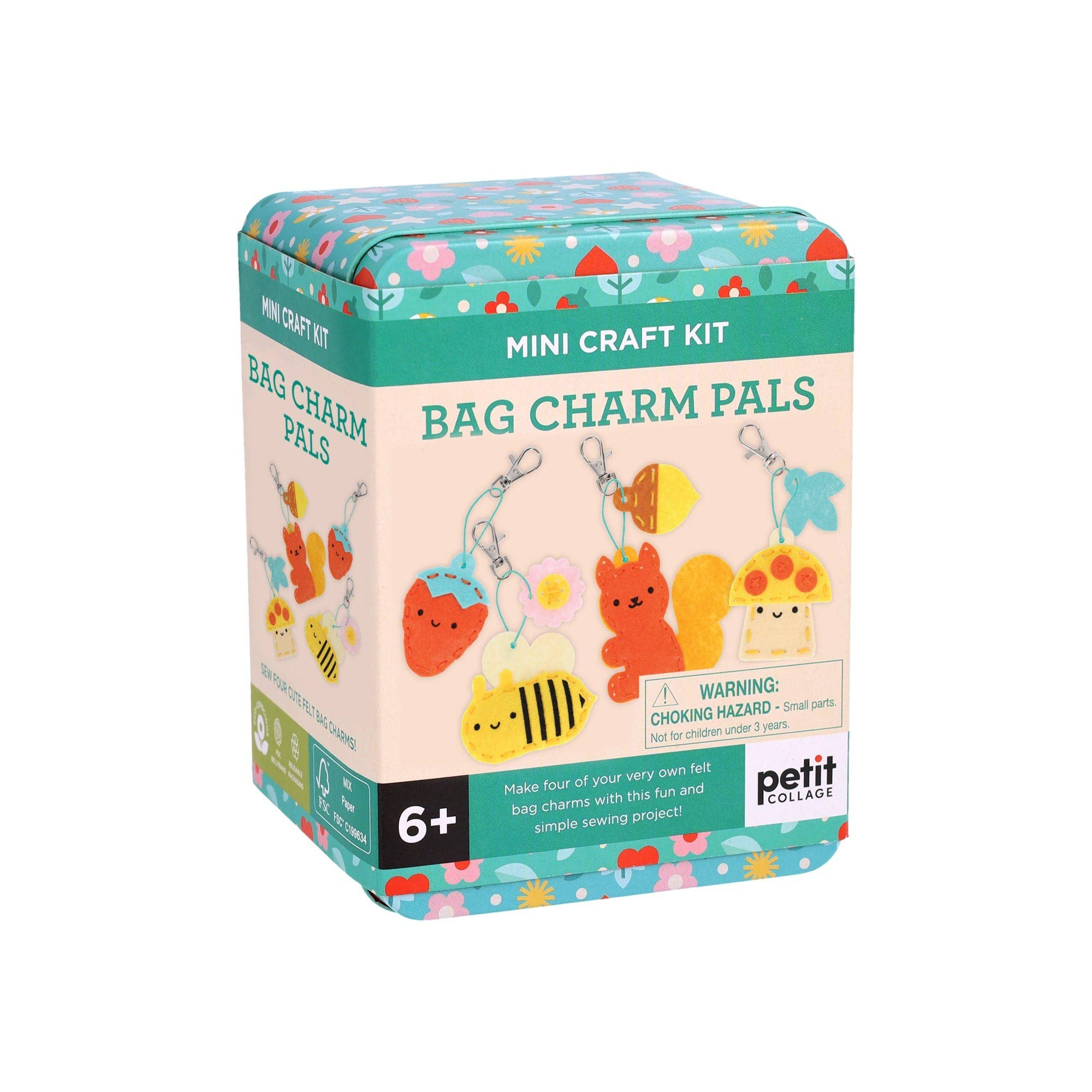 Box of Bag Charm Pals mini craft kit by Petit Collage on a white background