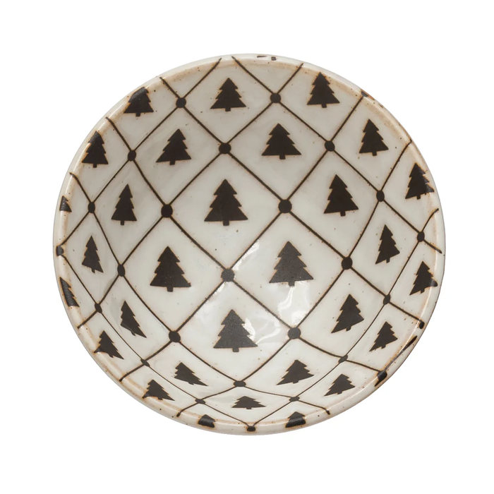 Stoneware Dish With Tree Pattern