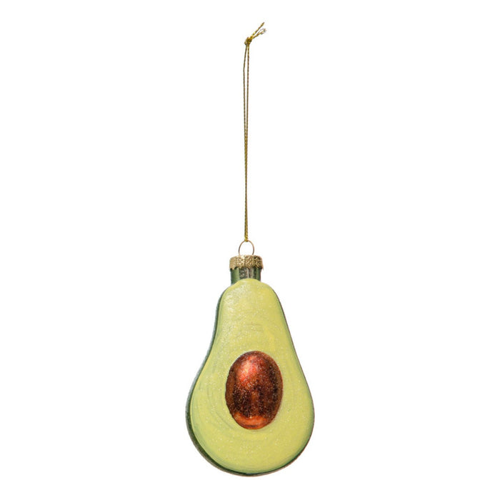 Hand Painted Glass Avocado Ornament