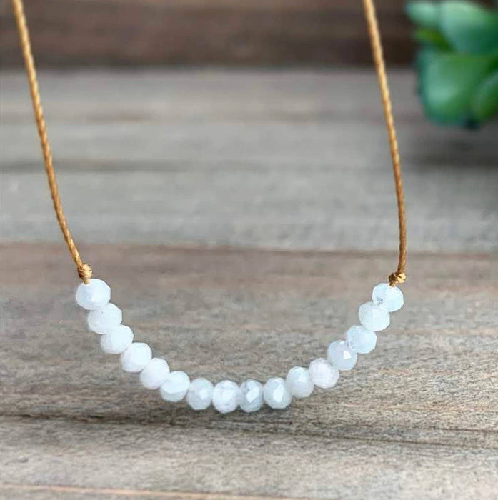 Aquamarine Tiny Gemstone Bar Necklace