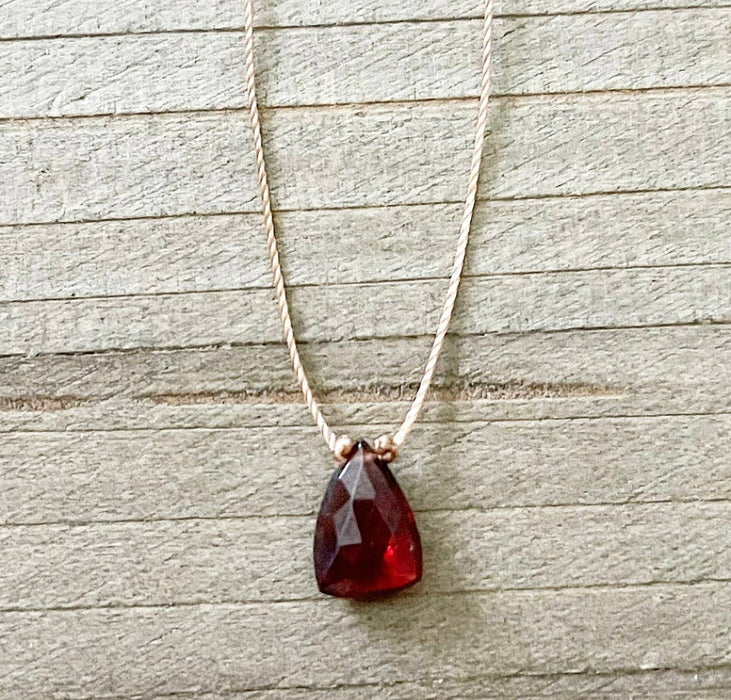Garnet Trillion Cord Necklace