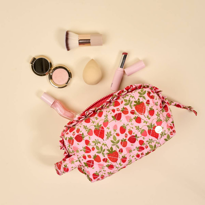 Essential Quilted Cosmetic Pouch - Strawberry Fields