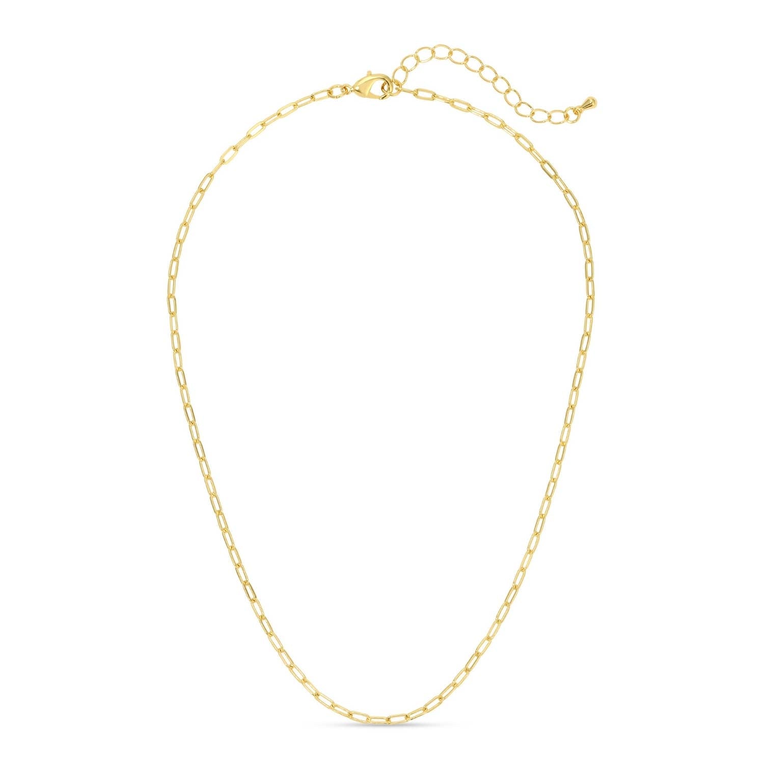 Gold chain necklace on a white background