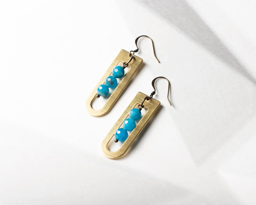 Triple Apatite Stone D Earring