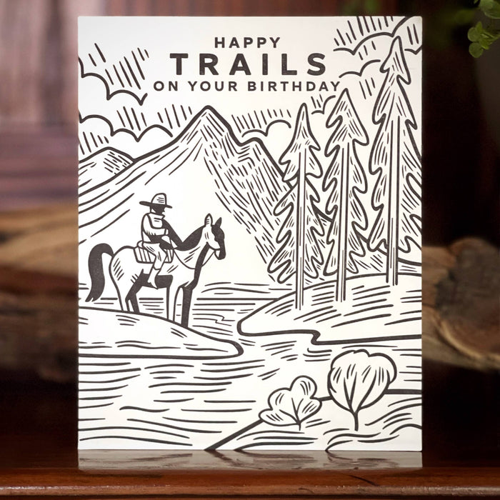 Happy Trails Western Inspired Letterpress Birthday Card