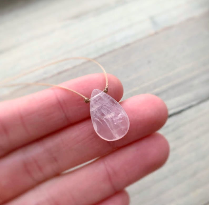 Rose Quartz Faceted Teardrop Necklace