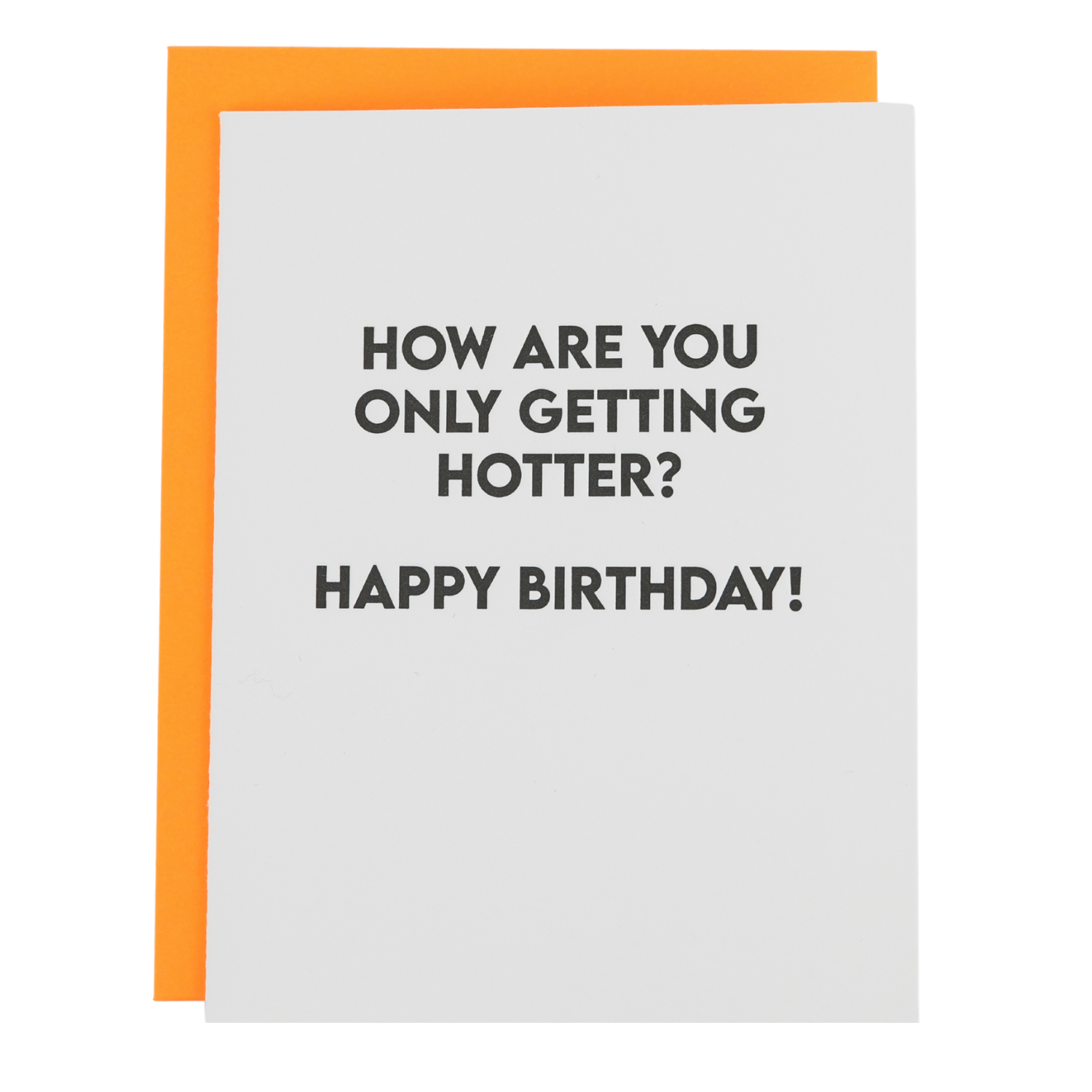 Birthday card with humorous text on a white background