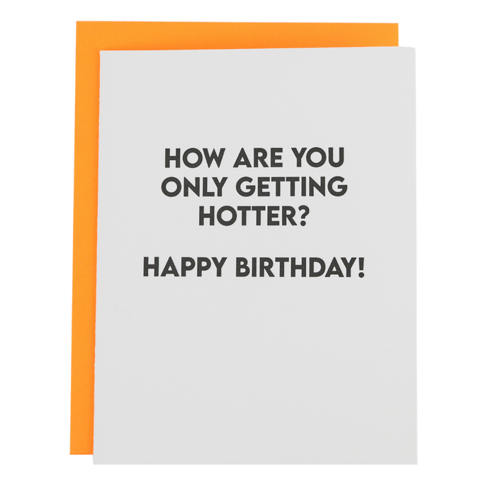 Birthday card with humorous text on a white background