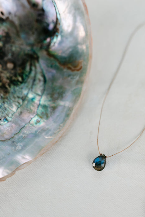 Labradorite Faceted Teardrop Necklace