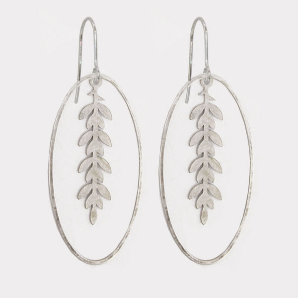 Silver Modern Victorian Leaves Earrings