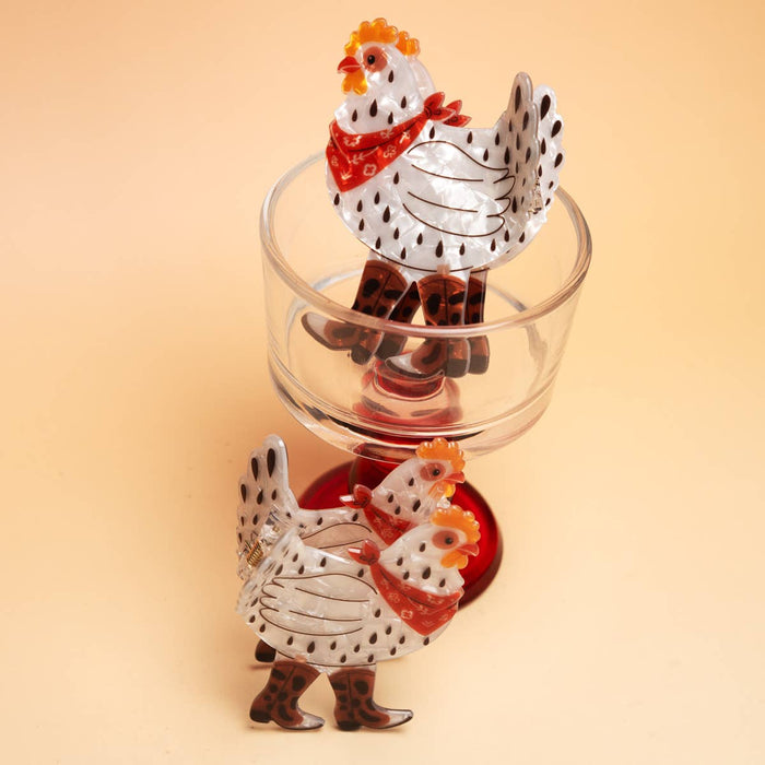 Fun Western Cowboy Bandana & Boots Chicken Hair Claw Clip