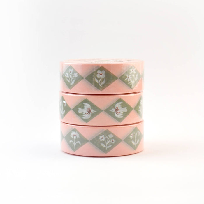 Floral Diamonds Green 15mm Washi Tape