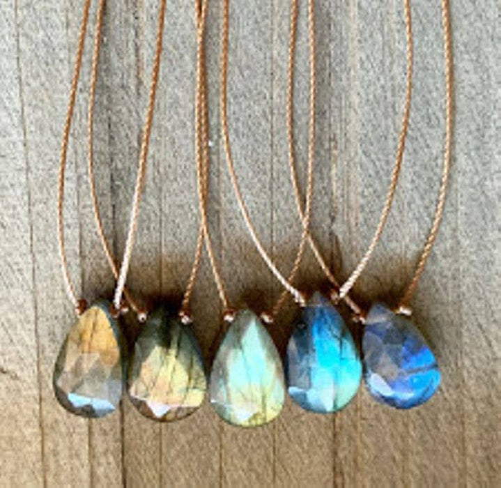 Labradorite Faceted Teardrop Necklace