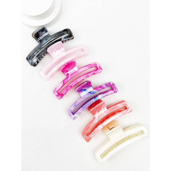 Marbled Minimal Rectangle Hair Claw Clip