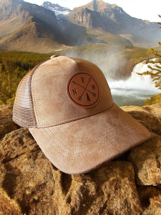 PNW Leather Patch Trucker Hat With Arrows