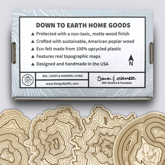 Wood Coaster Set | Oregon Mountain Coasters | Topography