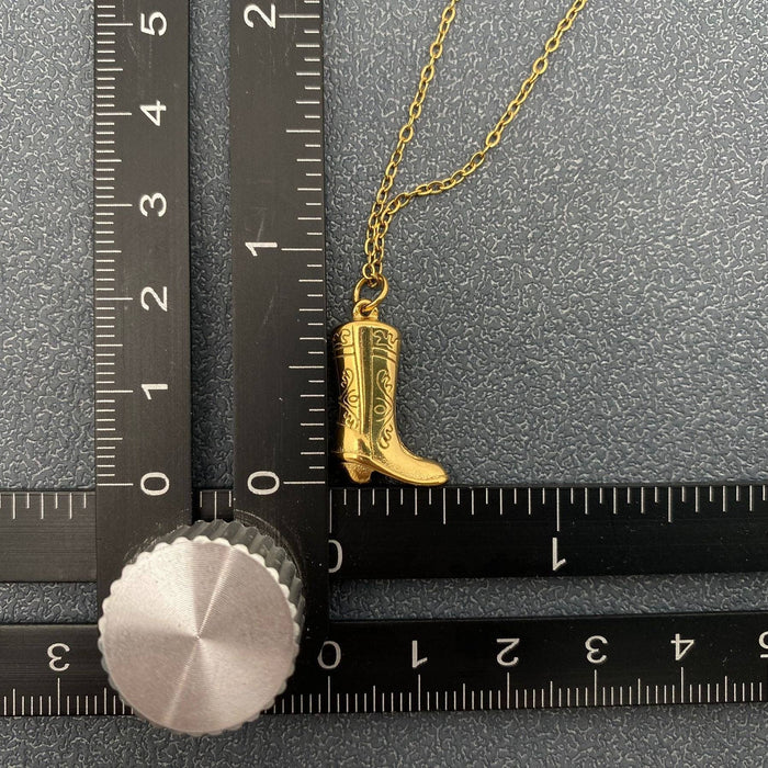 Western 18K Gold Plated Steel Boot Charm Necklace - FGS/WJ