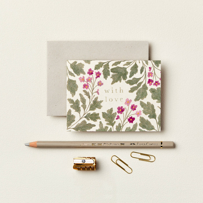 Floral card with envelope that reads 'with love'