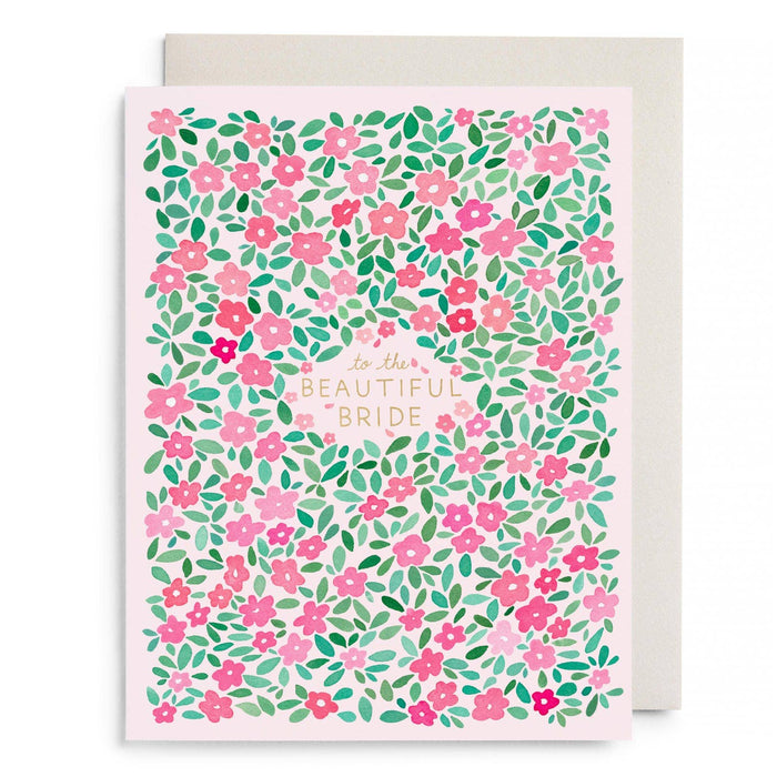 Floral card with 'to the beautiful bride' text on a white background