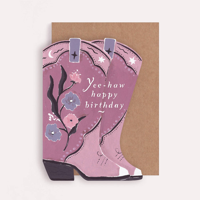 Cowboy Boots Flower Birthday Card