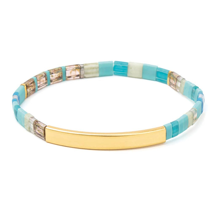 Good Karma Miyuki Bracelet | Just Breathe - Tonal Turq/Gold