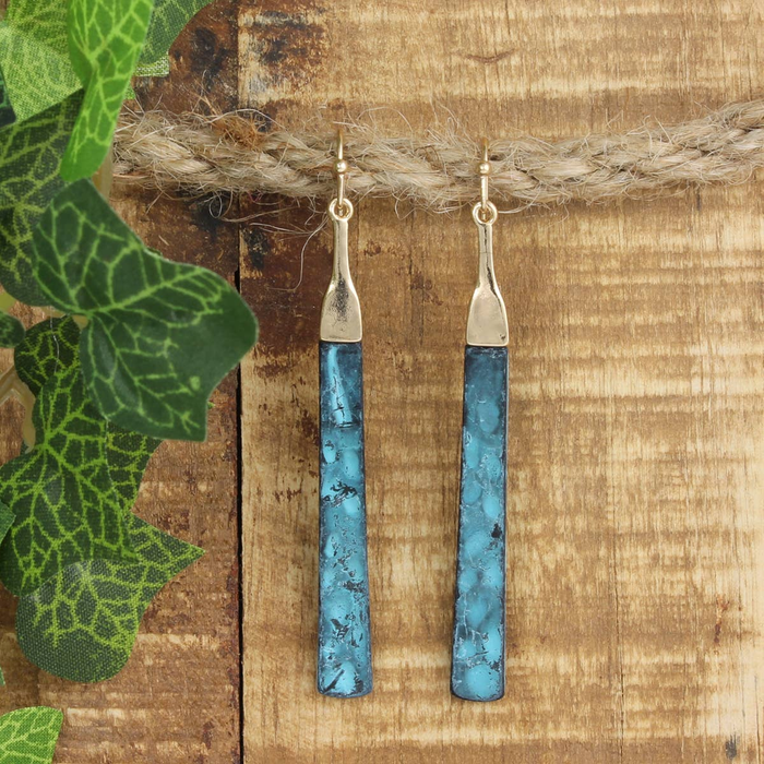 Gold Patina Bar Earrings