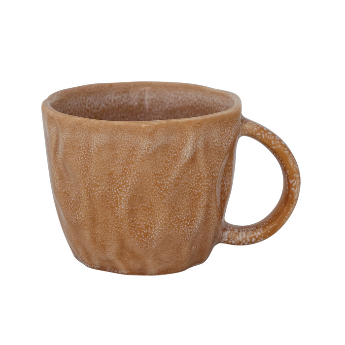 Brown ceramic mug on a white background