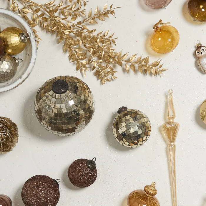 Antiqued Disco Ball Ornament 4"