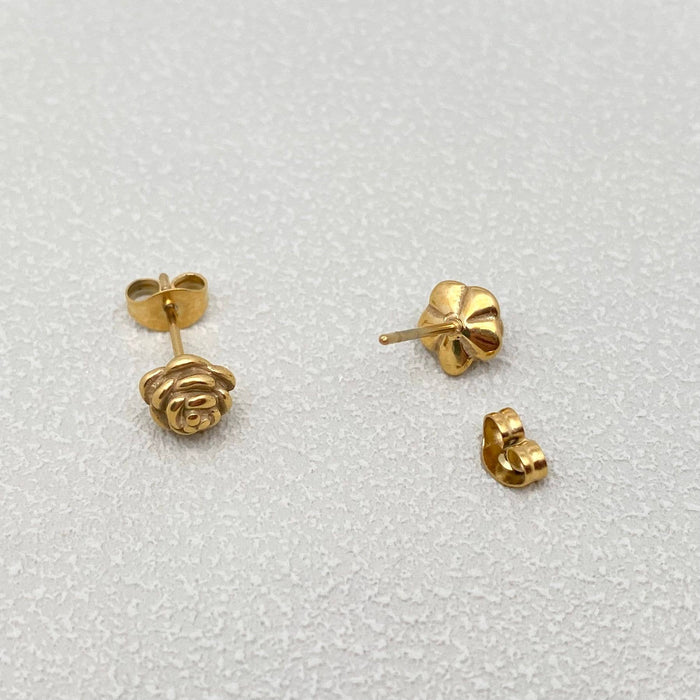 18K Gold Plated Stainless Steel Rose Ear Studs - FGS